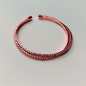 Rose Gold Sparkly Rhinestone Bangle Bracelet Special Occasion